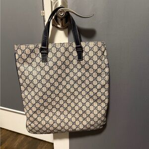 Authentic Gucci Navy Monogram Canvas Tote Bag